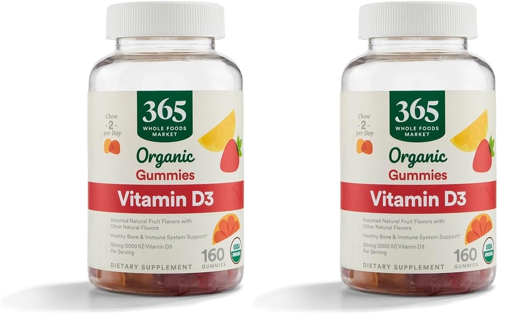 365 poolt kogu toiduturg, orgaaniline vitamiin D3 Gummy, 160 Count (pakk 2)