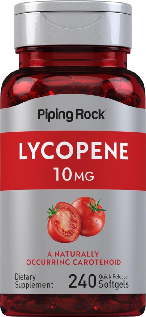 Piping Rock Lycopene 10mg | 240 Softgels | Mitte-GMO, Gluteenivaba täiendus