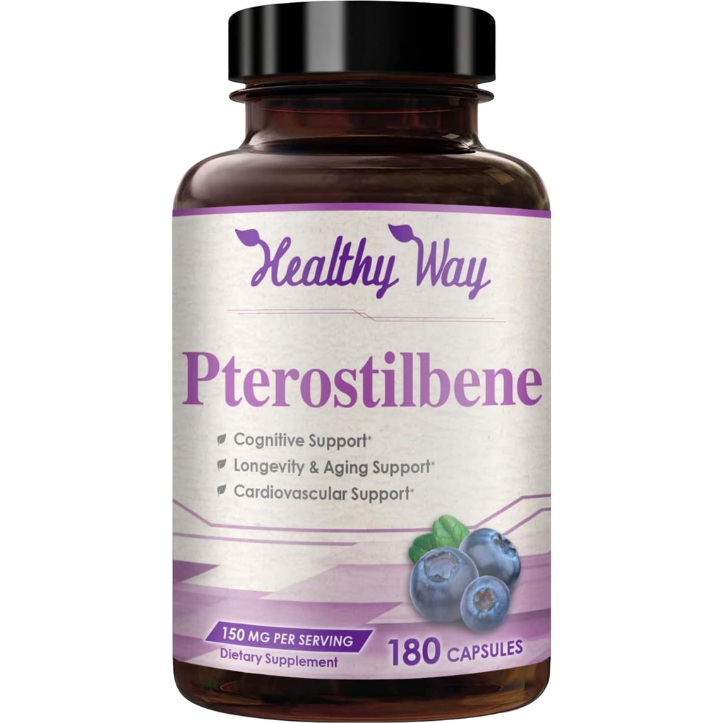 150mg Pterostilbene täiendus - üks kord päevas antioksüdandi täiendus tervisliku vananemisega immuunsüsteemi südame naha ja aju toetamiseks - looduslikult tuletatud mitte-GMO ja valmistatud USAs (180 serveerimist)