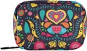 Travel Pill Korraldaja Nädala väike Cute Pill Box 7 päeva Pill Juhtum Vitamiini hoidja Pill Pudel Korraldaja (Must lilleline süda)