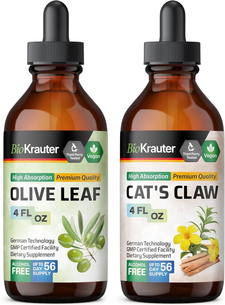 BIO KRAUTER Olive Leaf Tinktuur 4 Fl. Oz. & Cat's Claw Tinktuur 4 Fl. Oz.