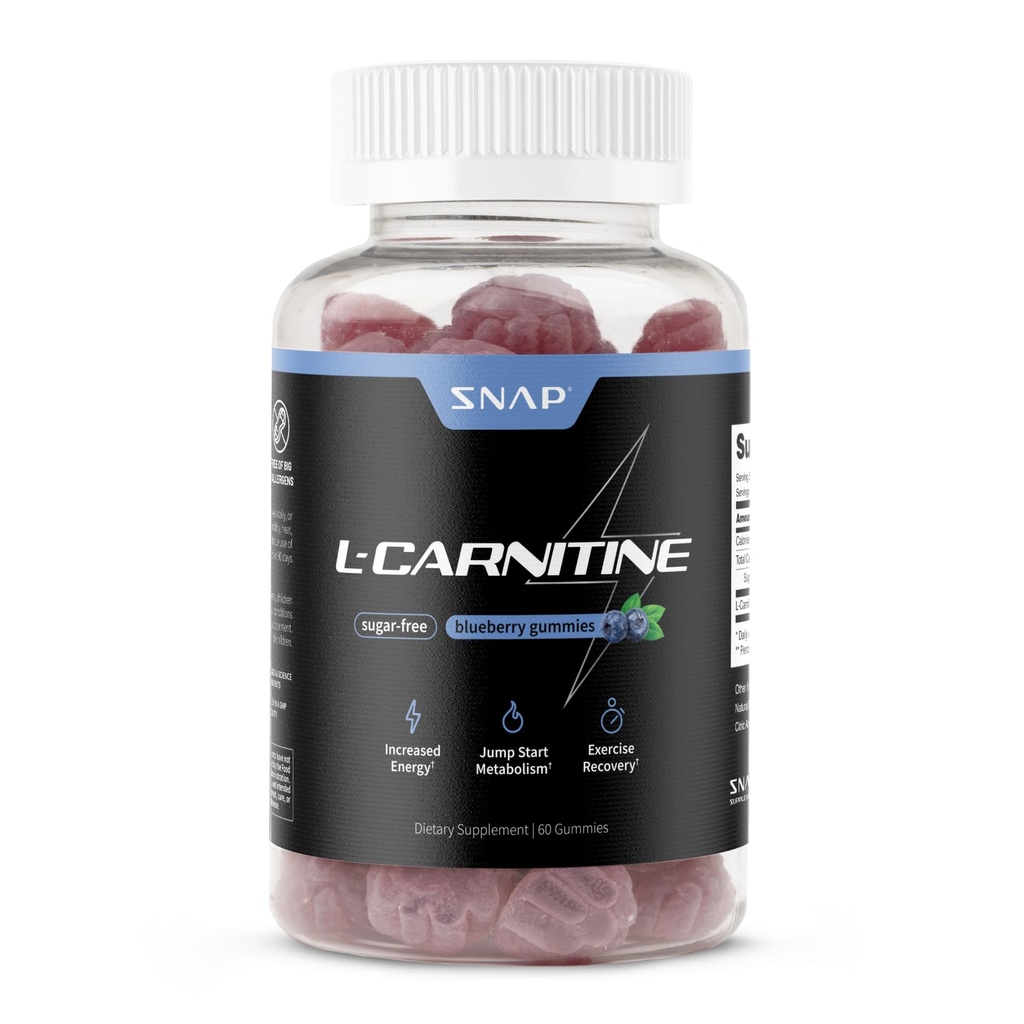 Suhkruvaba L-karnitiin 500mg Gummy - Natural Pre Workout L-karnitiin Supplement - Suurendatud energia, kiirem taastumine, Boost Metabolism, Pre Treening naistele ja meestele, Blueberry Maitse (60 Gummies)
