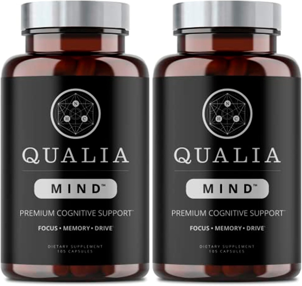 Qualia Mind Nootropics 105 ct 2-Pack | Ülemine aju lisand mälu, fookuse, vaimse energia ja kontsentratsiooniga Ginkgo biloba, Alpha GPC, Bacopa monnieri, DHA & More, (6 nädala pakkumine)