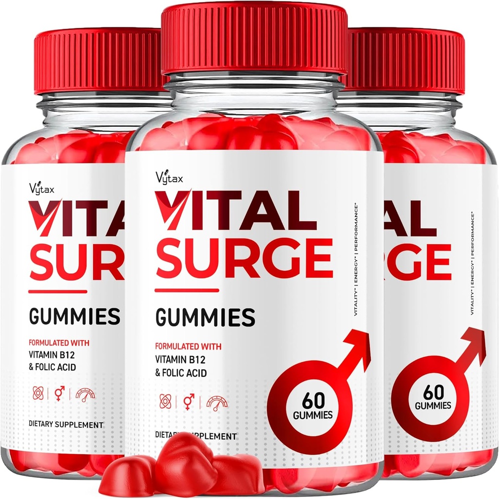 (3 Pack) Vital Surge Gummies, Vital Vita Surge Advanced Extra Strength Formula 1000MG Vigor Pump Meeste vitamiinilisand - Vitalsurge Vitasurge Kõik looduslikud koostisosad Mahlakad närid (180 Gummies)