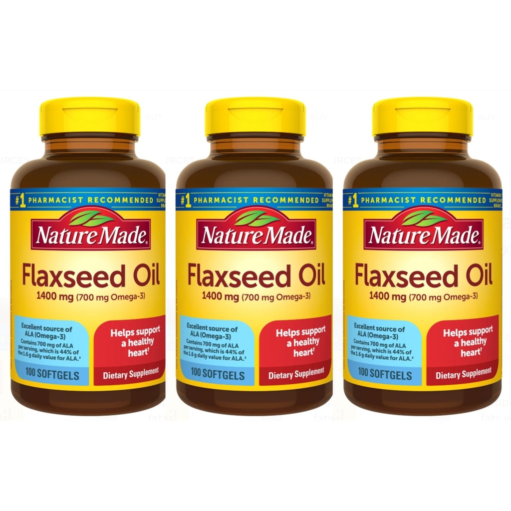 Nature Made Organic Flaxseed Oil 1400 mg 700mg Omega 3 100 Vedel Softgels 3 PAKK