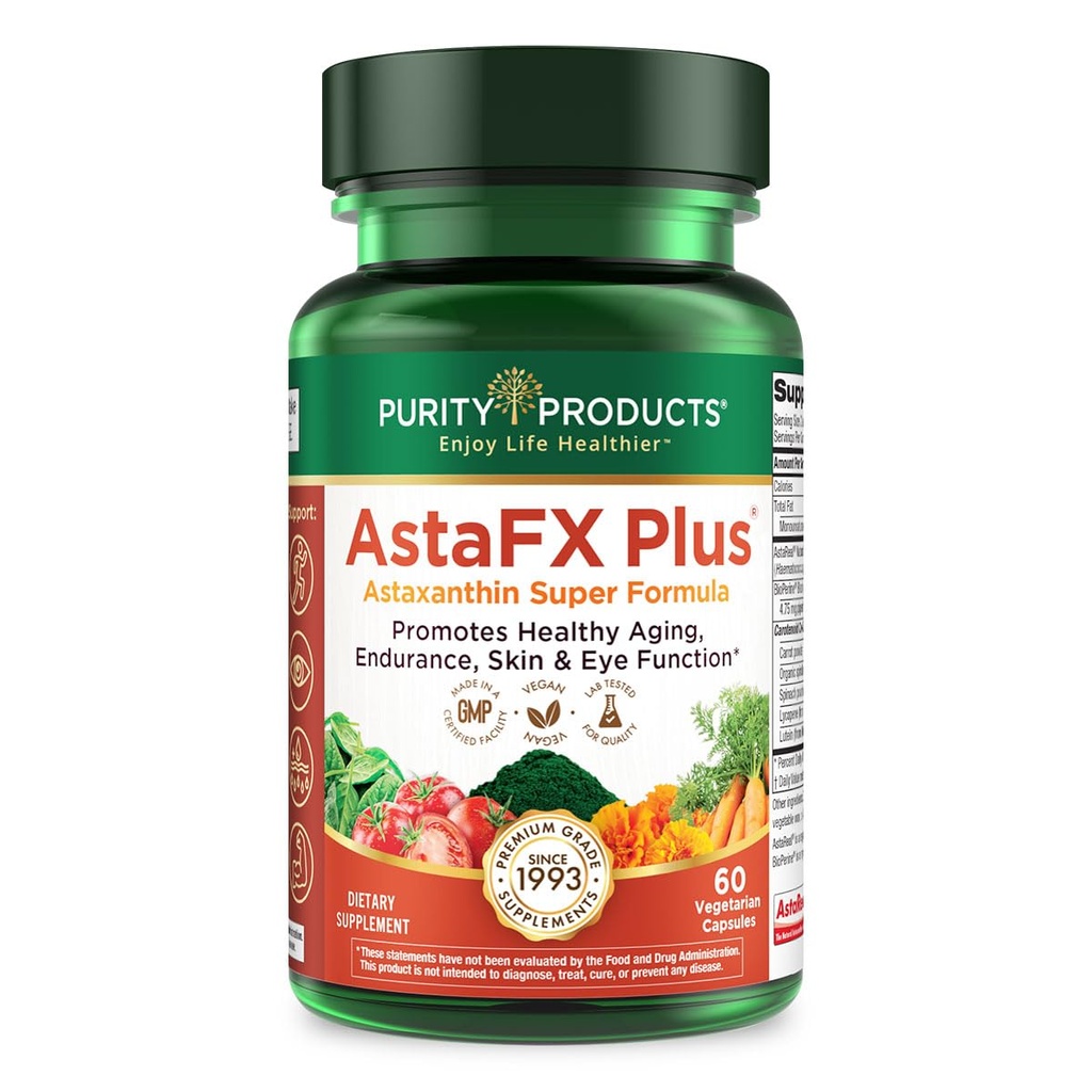 Puhtustooted AstaFX Plus - Astaksantiin Super valem - 30 päeva pakkumine toetab vastupidavust - soodustab tervislikku nahka - toetab visuaalset tervist - kuni 6000 korda võimsam kui C-vitamiin