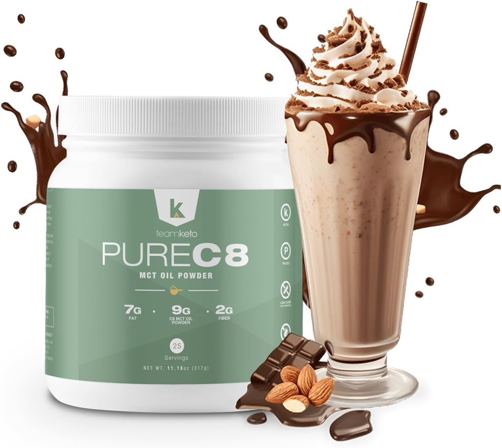 TeamKeto C8 MCT Õlipulber - Chocolate Hazelnut Ketogenic MCT Coffee Creamer - Vegan-Friendly, Gluten Free & Made in a GMP Complian, FDA registreeritud rajatis - täiuslik kohvi tee ja valgu raputab 270 g