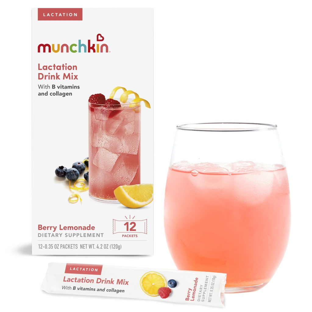 Munchkin® Milkmakers® Imetamisjoogi segu täiendus B-vitamiinidega / kollageeni / lambaläätse ja piimaohakaga imetavatele emadele, Berry Lemonade, 14 krahv