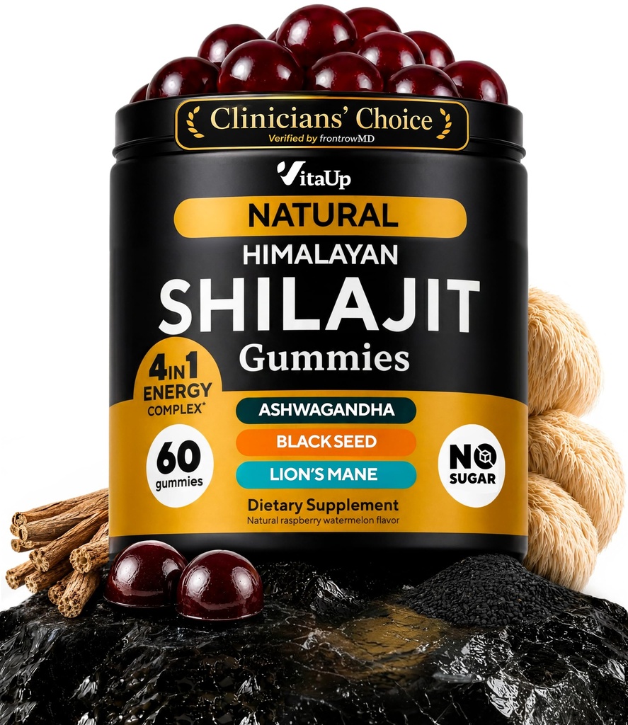 Himalayan Shilajit Gummies meestele ja naistele - puhas Shilajit meeste kummidele - suhkruvaba kummi toidulisandid fulviinhappega - tervislik vananemine, immuunsus ja energia toetus - 60 krahv