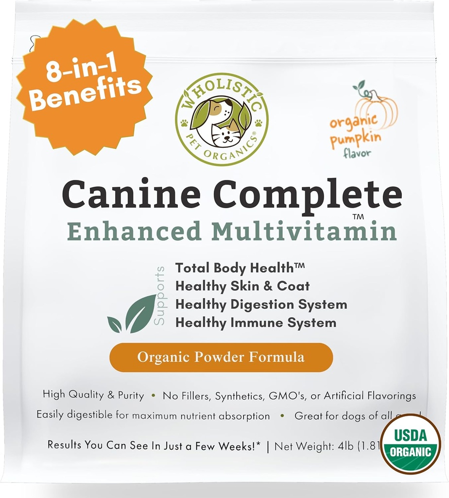 Wholistic Lemmiklooma Orgaanika Koer Täielik - Koer Multivitamiini Pulber - 4 Lb - Igapäevased Koera Vitamiinid Ja Toidulisandid Omatehtud Toidule - Immuunsüsteem, Nahk, Coat & Üldine Tervis - Väike ja Suur Tõug