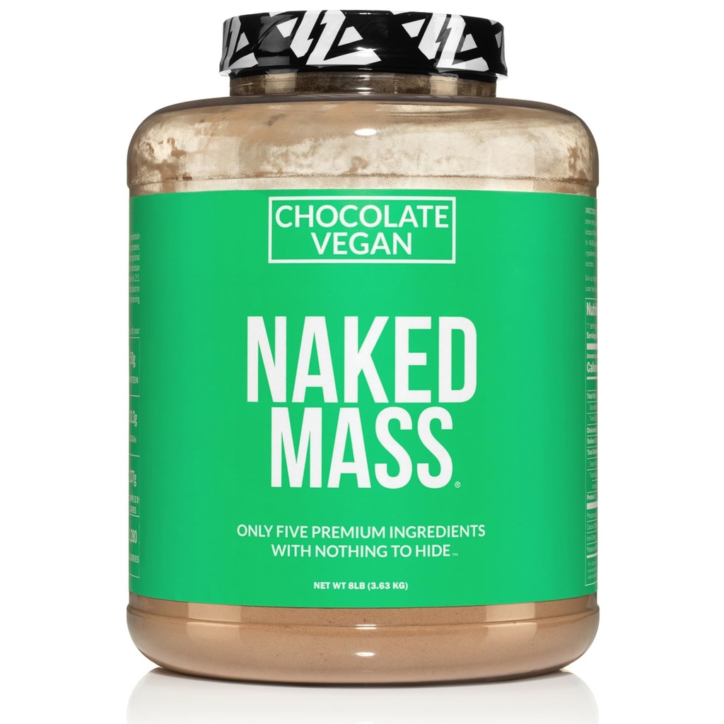 NAKED Vegan Mass - Chocolate Vegan Kaalulangetaja - 1280 Kalorit, Mitte-GMO, Soja Ja Gluteeni Vaba, Ei Kunstlikke Koostisosi - 8LB Bulk - 11 Servings