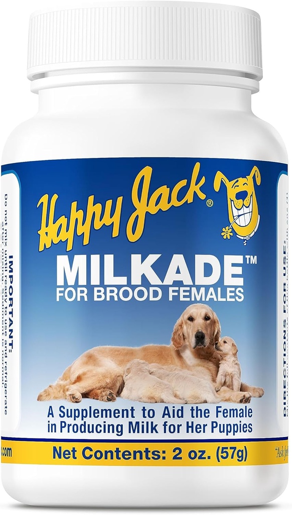 HAPPY JACK Milkade Dog Breeding & Nursing Tarned, Piimatootmise abi naissoost koertele ja terve pesakond, Rasedad Sünnieelne Vitamiin vitamiin B1 (2 oz)