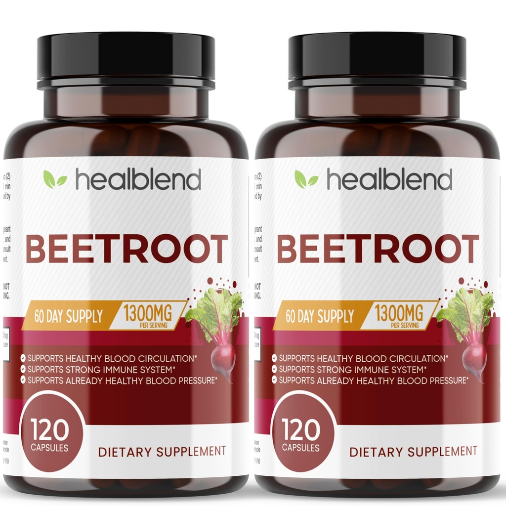 healblend orgaaniline lämmastikoksiid suhkrupeedi juurkapslid 1300mg - immuunsüsteemi toetamine, lämmastikoksiidi võimendaja - 120 loend (2 Pack)