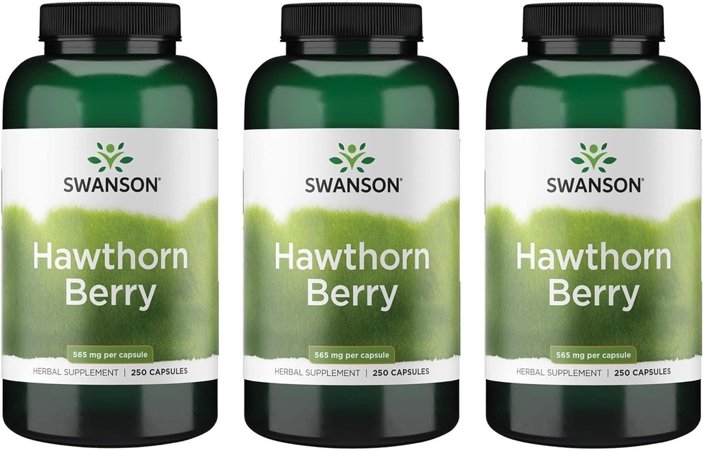 Swanson Hawthorn Berry Supplement - Antioksüdandid Flavonoidid (250 kapslit, 565 mg igaüks) 3 Pakend