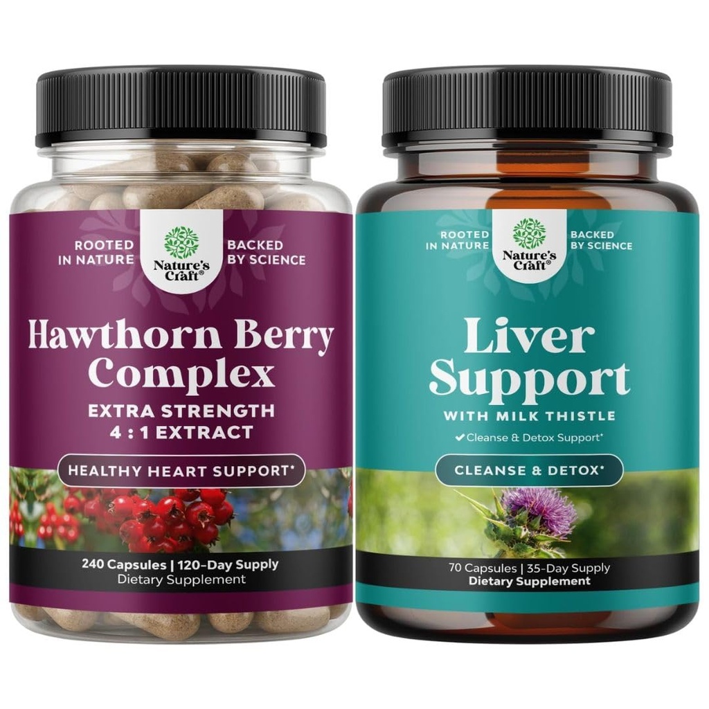 Bundle of Extra Strength Hawthorn Berry Kapslid - Extract Seedimine ja südame tervise täiendada ja Maksa puhastamine ja Detox & Repair Formula - Taimse Maksa Abilisa