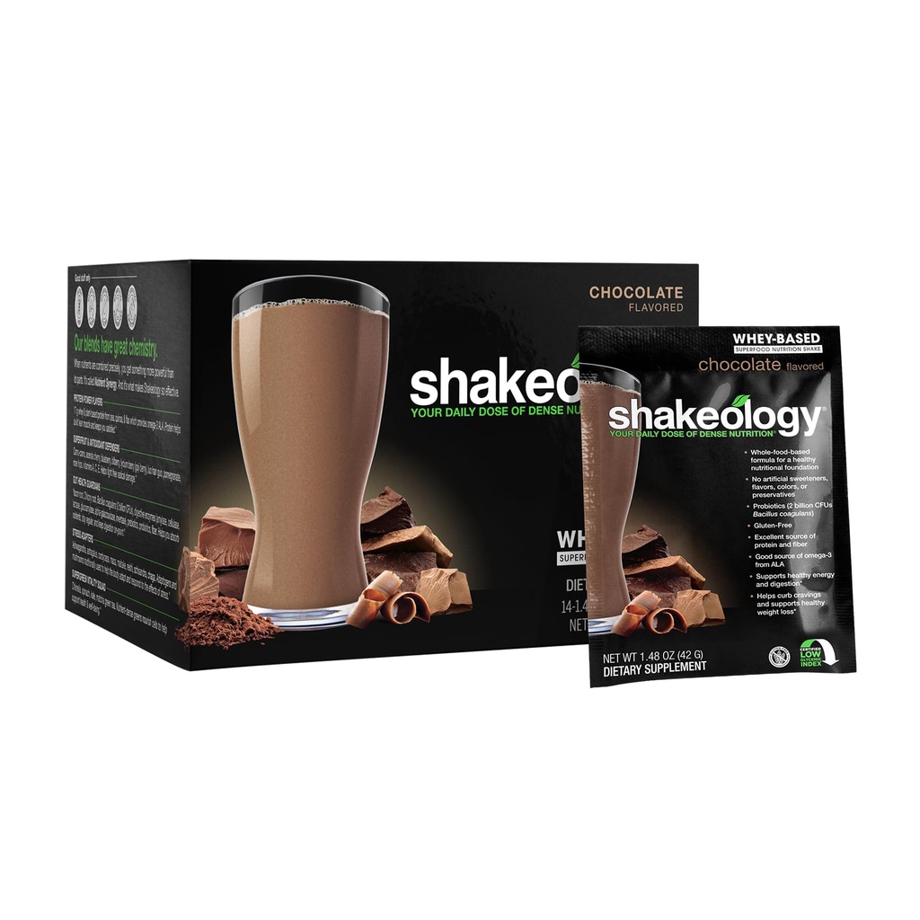 BODi Shakeology Whey-Based Protein Pulber - Gluteenivaba Superfood Shake koos vitamiinide ja mineraalidega - aitab toetada tervislikku kehakaalu langust ja soolestiku tervist, šokolaadi, 14 individuaalset paketti