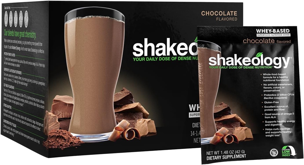 BODi Shakeology Whey-Based Protein Pulber - Gluteenivaba Superfood Shake koos vitamiinide ja mineraalidega - aitab toetada tervislikku kehakaalu langust ja soolestiku tervist, šokolaadi, 14 individuaalset paketti