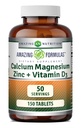 Amazing Valemid Kaltsium Magneesium Tsink + D3 täiendus | 150 tabletti | Mitte-GMO | Gluteenivaba | Valmistatud USAs