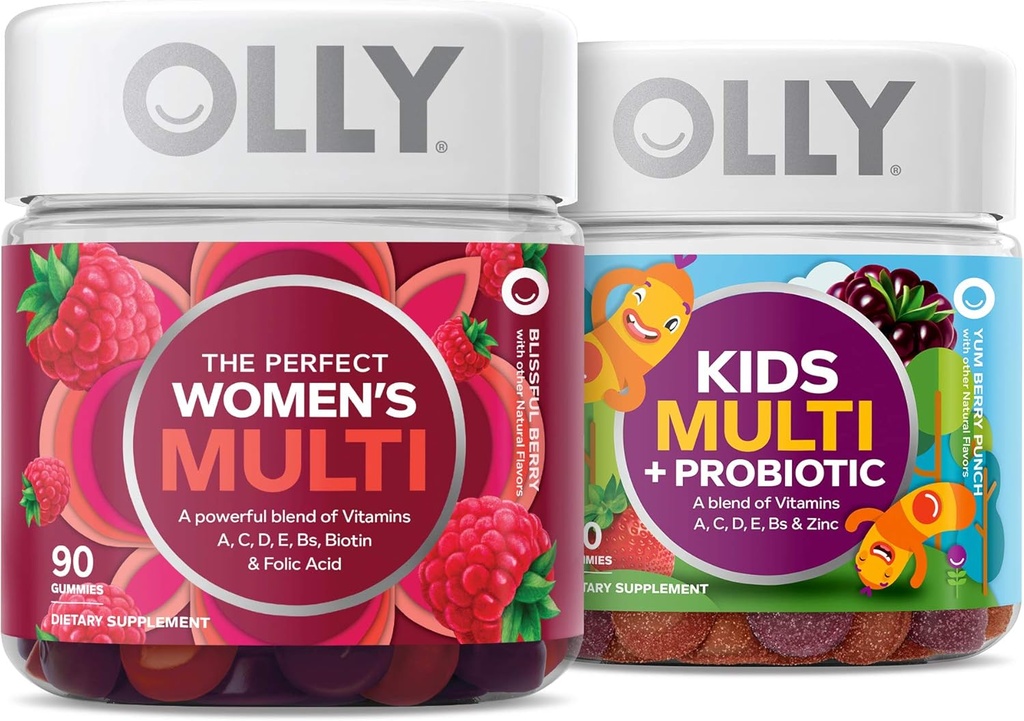 OLLY Täiuslik naiste multi- ja laste multi-probiootiline perepakk Gummies, 2 loendit, närimistable Supplement