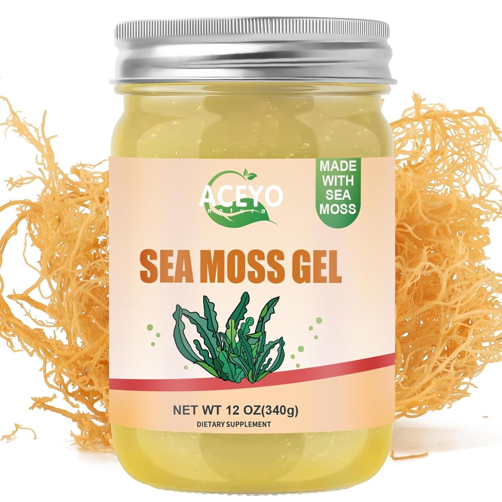 ACEYO (12 OZ Orgaaniline meri Moss Gel Raw Vegan Natural Irish Seamoss Gel naistele Meestele 102 Vitamiinid ja mineraalid Looduslikud Saagitud Originaalne Maitsestatud Mitte-GMO