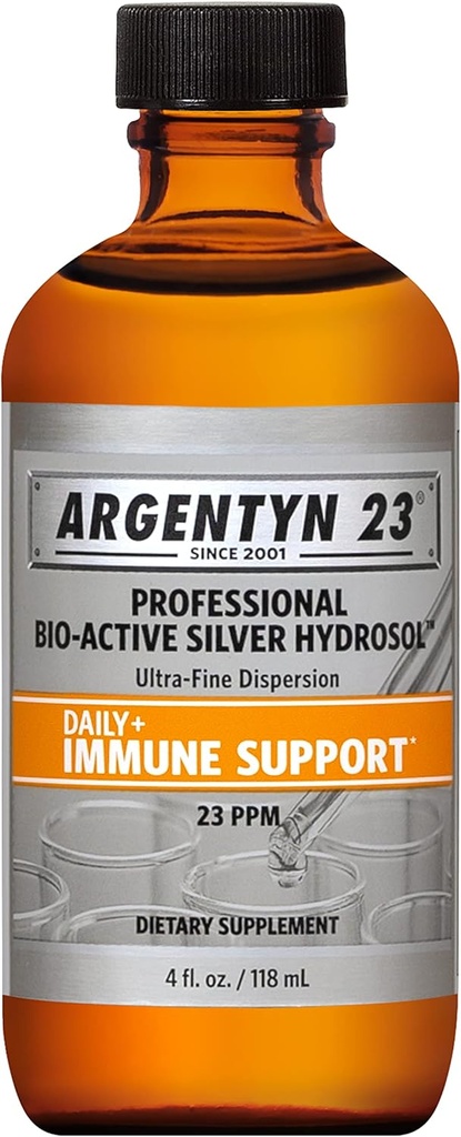 Argentyn 23 Professional Bio-Active Silver Hydrosol immuunsuse toetamiseks - kolloidhõbe, 23ppm, 4oz (118ml) - Twist-Top