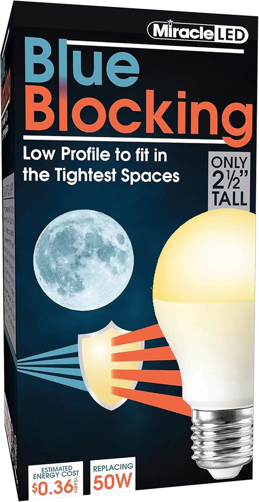 Miracle LED 3W Blue Blokeerimine Soe Kollane Tight-Spaces Sleep Bulb Asendab Kuni 50 W, et kopeerida Seadmine Päike ja toota melatoniini orgaaniliselt, Amber Glow, 609013