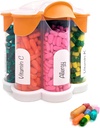 Ekstra suur Pill Korraldaja Igapäevane, Igakuine, Igakuine Täiendus Pudel, Cute Blossom Pill Dispenser 7 XL Kompartments, Lihtne Avatud Pill Karp Vitamiinid, Ravimid, Sildid Kaasas (Orange)