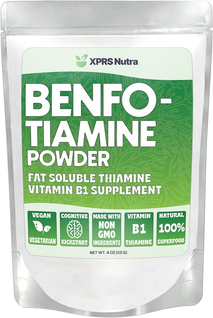 XPRS Nutra Benfotiamiini pulber (tiamiin) - rasvlahustuv õnnelik südametiamiini lisand - täiustatud vitamiin B1 Benfotiamiin kognitiivse võimenduse jaoks - Vegan sõbralik benfotamiini pulber (4 Ounce)