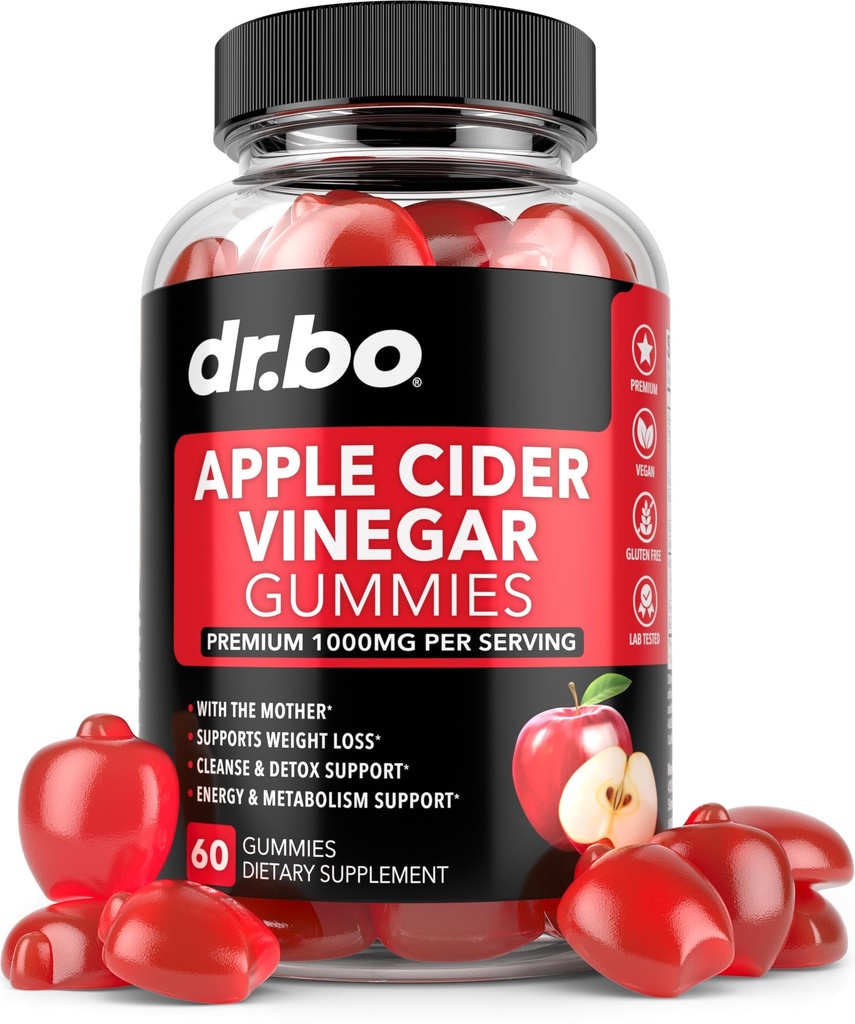 ACV õunasiidri äädikakummid - looduslik toetus täiustatud kaalulangus, detox, puhastamine, seedimine Plus soolestiku tervis - ACV Gummies täiendused 1000MG õunasiidri äädikakummi koos emaga