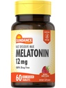 Sundance Melatoniin 12mg | 60 kiiret lahustuvat tabletti | looduslik marjamaitse | Taimetoitlane, mitte-GMO ja gluteenivaba toidulisand