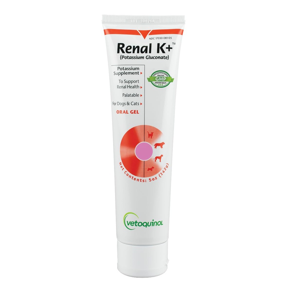 Vetokinool Neerud K+ (kaaliumglükonaat) Kaaliumilisandi geel koertele ja kassidele, 5oz