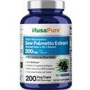 NusaPure Saw Palmetto 20: 1 ekstrakt, 200 mg, mis vastab 4000 mg Veggie Caps 200 Count Non-GMO, Vegan, Taimetoitlane, Bioperine