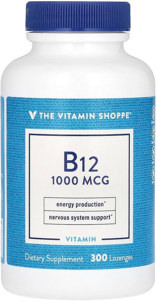 Vitamiin Shoppe Vitamiin B12 1000 mcg - toetab energiatootmist, üks kord päevas toidulisandit - vitamiin B-12 (nagu tsüanokobalamiin), gluteeni ja piimatoodete vaba (300 küüslauk)