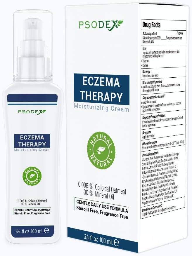PSODEX Ekseemikreem - Ekseemi niisutav teraapia Nahahooldus Aloe Vera, vitamiinide, teepuuõliga - Orgaaniline ja looduslik ekseem Lotion - Mitteärritav ja rahustav ekseem Kreem