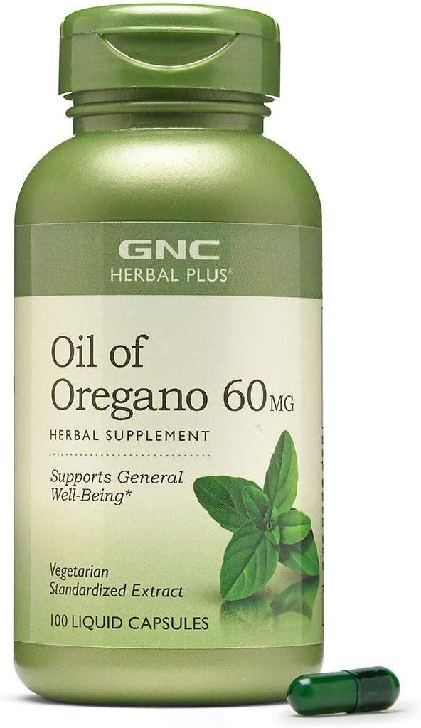 GNC taimsed Plus õli Oregano 60mg täiendus, taimetoitlane, toetab üldist heaolu, 100 serveerimist