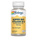 SOLARAY Super Bio Vitamiin D3 kookosõlis - D3 Vitamiin 5000 RÜ - Luu tervise ja immuunsuse tugisammas - Lab Kinnitatud, Made Wtihout Soy, 60-päevane garantii - 120 Softgels, 120 Servings