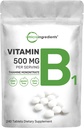 Mikrokoostisosad Vitamiin B1 500mg Serving, 240 tabletti  Vitamin Vitamiin B1 Tiamiinilisand, olulised B-vitamiinid | Toetab ainevahetust ja tervislikku närvisüsteemi | Mitte-GMO, lihtne neelata