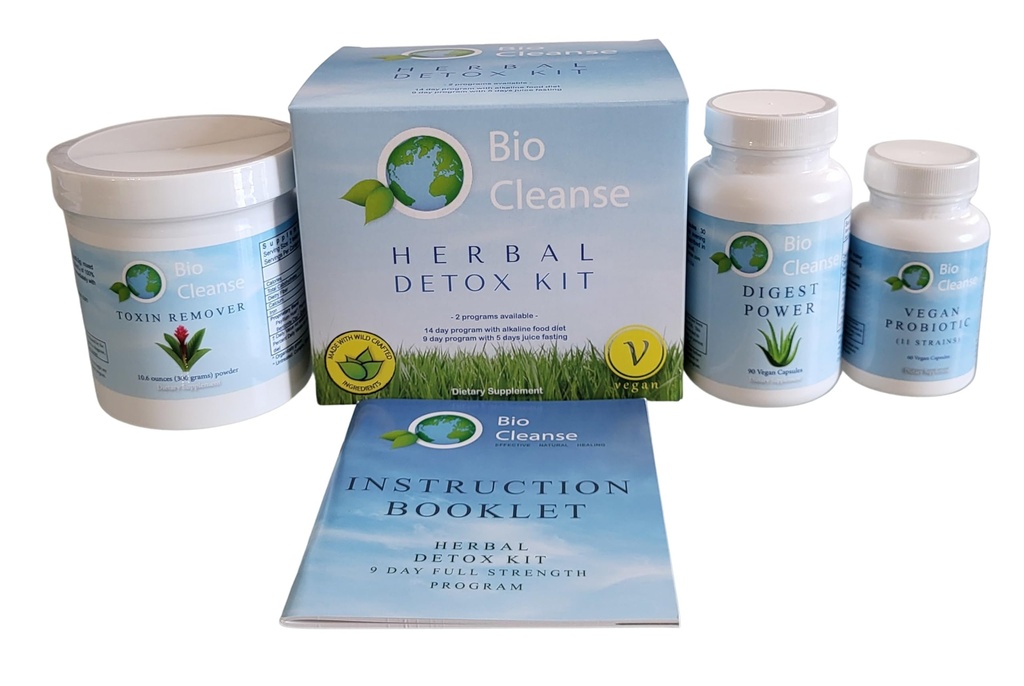 Bio Cleanse Detox Kit, sisaldab probiootilist valemit, seedetrakti võimsust ja bentoniidi psülliumi, koloonia hooldust, tervislikku kõrvaldamist ja soolestiku tervist