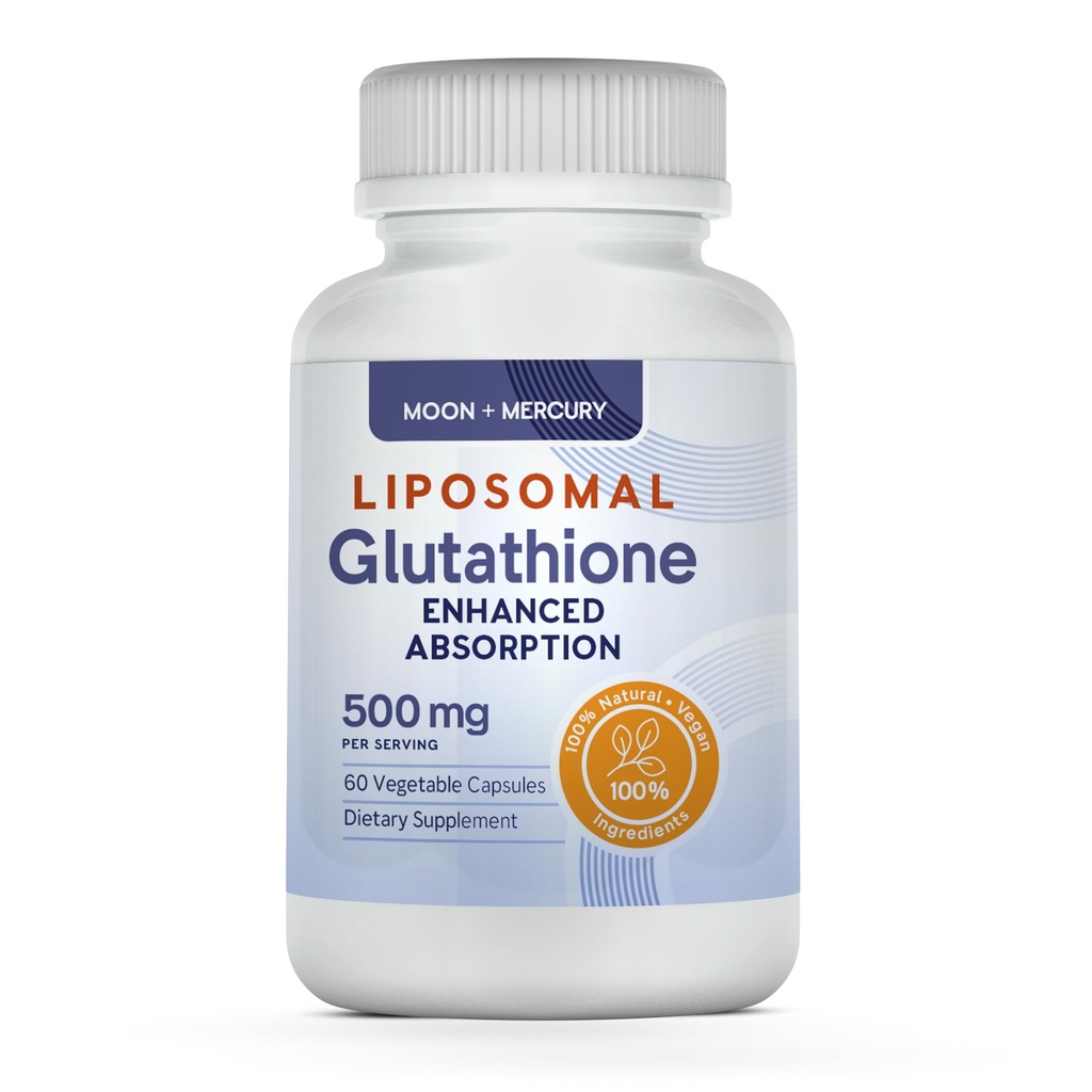 Liposomaalne Glutatioon Mitte-GMO, Gluteenivaba 500mg täiendus - võib pakkuda immuunsust, maksa detoksi, aju tervist ja südame tervist - 60 glutatiooni kapslit