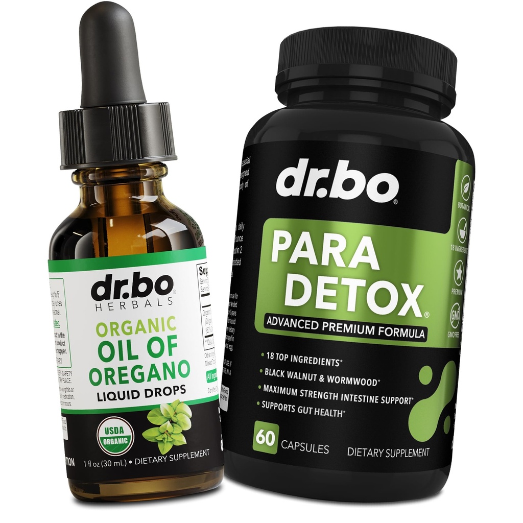 Oreganoõli Orgaaniline Vedelik tilgad & Soolestiku Tervise Kapslid - Oregano tilgad Õli Tinktuur Ekstrakt & Soolepillid Taimne Ussipuu Must Kreeka pähkli Nelgid Immune Support - Taimne Orgaaniline