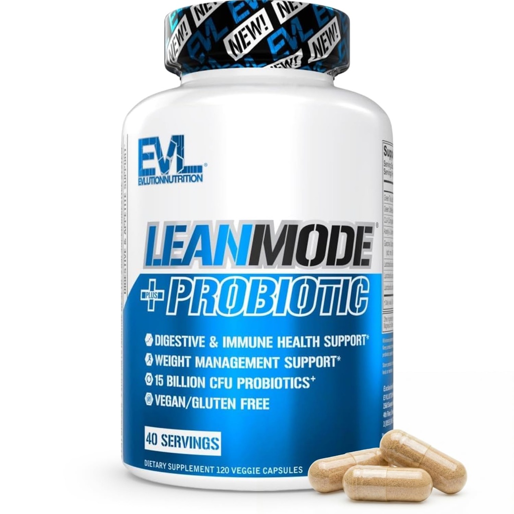 Evlution Nutrition Leanmode + probiootiline, täiustatud probiootiline kapslite lisand, 15 miljardit CFU-d serveerimise, seedetrakti toetamise ja soolestiku tervise kohta (40 serveerimist)