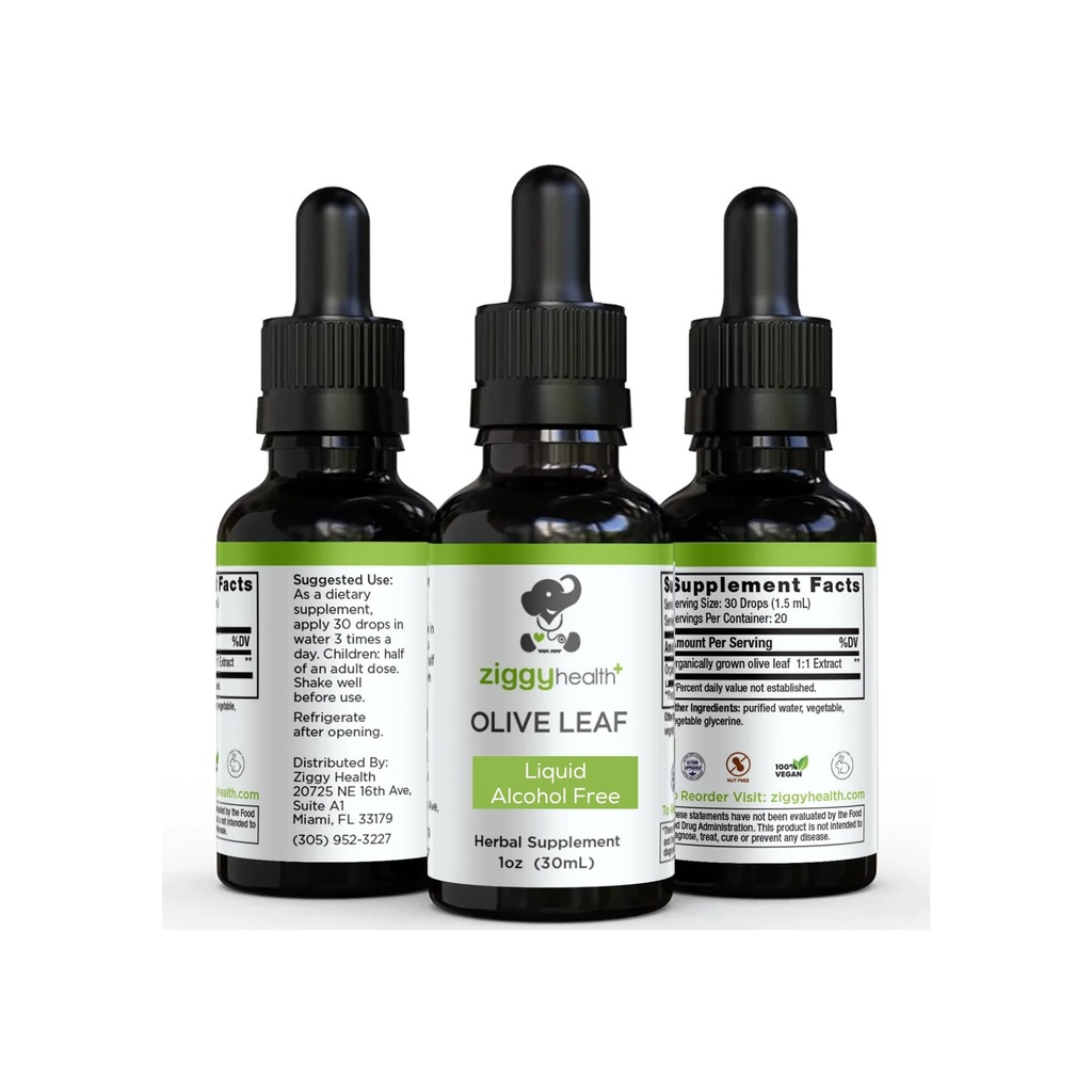 Olive Leaf Extract Vedel Tinktuura - Orgaaniline - Alkoholivaba Dieet Toidulisandi - ekstra tugevus - Südame-veresoonkonna ja üldine tervisetoetus - Vegan - 1 oz poolt Ziggy Health