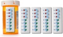 Take-n-Slide Peel and Stick Reusable for 12 + Refills, Pill / Ravimid / Vitamiin / Lemmiklooma Med Tracker & Meeldetuletus, Kinnita oma pudel, Organizer-free, Curved-Tagasi (valge, 5-Pack)