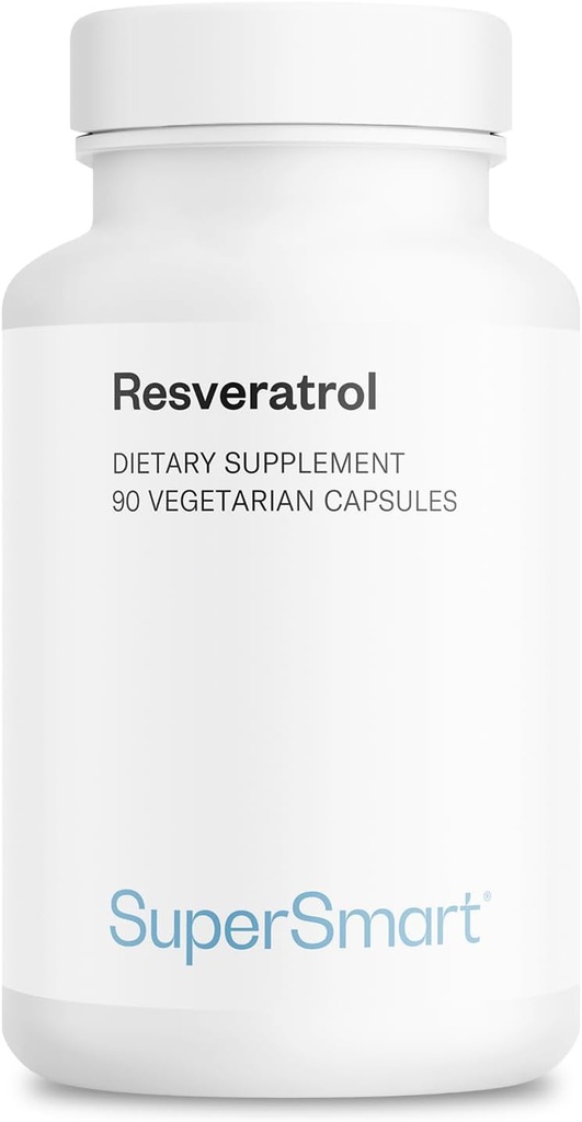 Supersmart - Resveratrol 40mg päevas (hästi talutav) - orgaaniline punane viinamarjade ekstrakt - kõrge potentsi Resveratrooli täiendus | Mitte-GMO & Gluteenivaba - 90 taimetoitlase kapslit