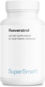Supersmart - Resveratrol 40mg päevas (hästi talutav) - orgaaniline punane viinamarjade ekstrakt - kõrge potentsi Resveratrooli täiendus | Mitte-GMO & Gluteenivaba - 90 taimetoitlase kapslit