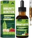 Sarsaparilla & Kalawalla juur (Polypodium Leucotomos) Immunity & Detox Drops, Natural Herbal Immune Support Formula w/Lion's Mane. Gotas de Zarzaparrilla, Cardo Mariano y Melena. 2oz