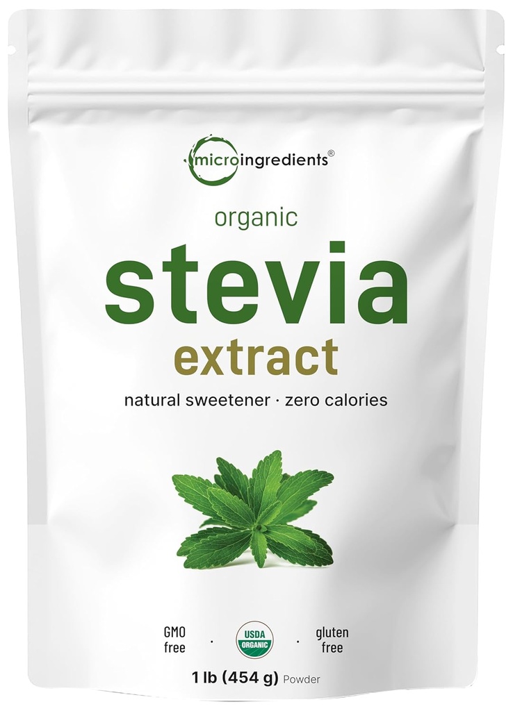 Puhas orgaaniline Stevia pulber, 1 nael (2,837 serveerimist), kõrgeim stevia rohelise lehe ekstrakt Reb-A | vähendatud mõru järelmaitse | 0 kalorit, looduslik magusaine, suhkru alternatiiv, Keto sõbralik