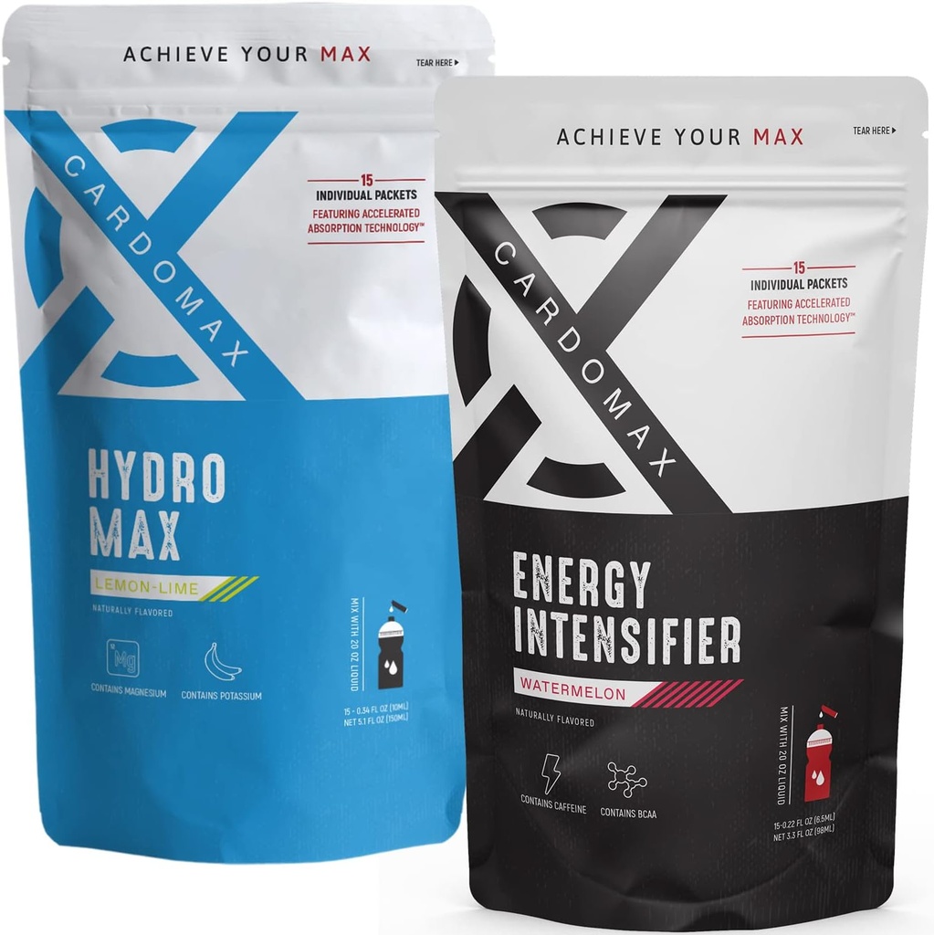 CARDOMAX - energiavõimendi (Watermelon) ja HydroMax vedeliku hüdraatmise (sidrunlubja) komplekt