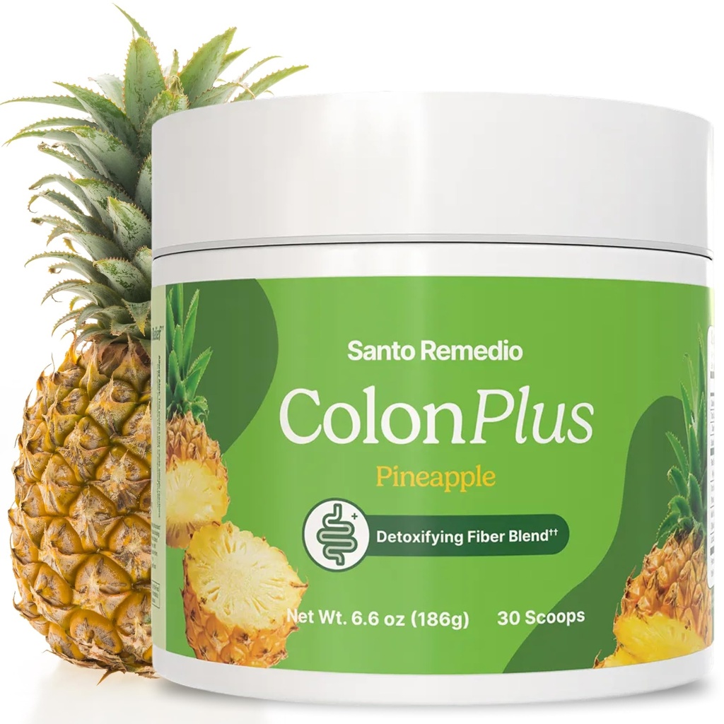 Santo Remedio Colon Plus, Colon Cleanser, Dietary Psyllium Husk Fiber ja probiootikumid Supplement, 30 Servings, ananassimaitse