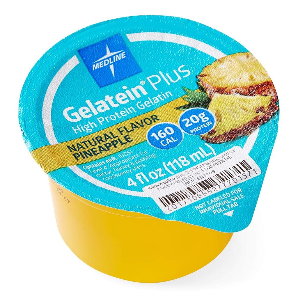 Medline Active Gelatein Plus täiendus, lihtne serveerida, valk ja kalorite suurendamine, ananassimaitse, 4oz. Cup (juhtum 36)
